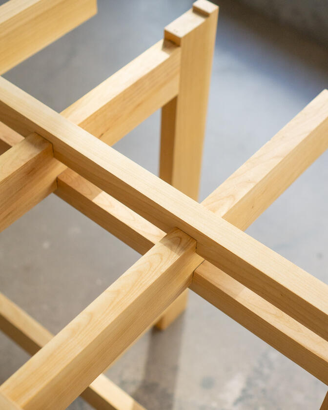 alu studio desk a desk made of solid european cherry wood with a surface of handbrushed aluminium designed by Liam Barwick