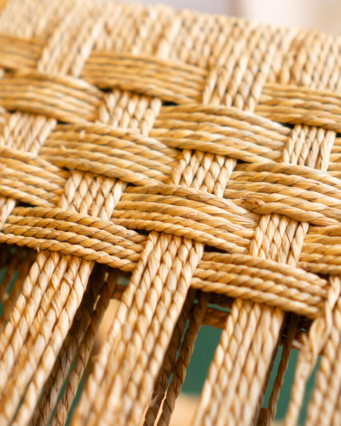 zag stool A stool made of solid european cherry wood and a handwoven seat of braided seagrass designed and made by Liam Barwick
