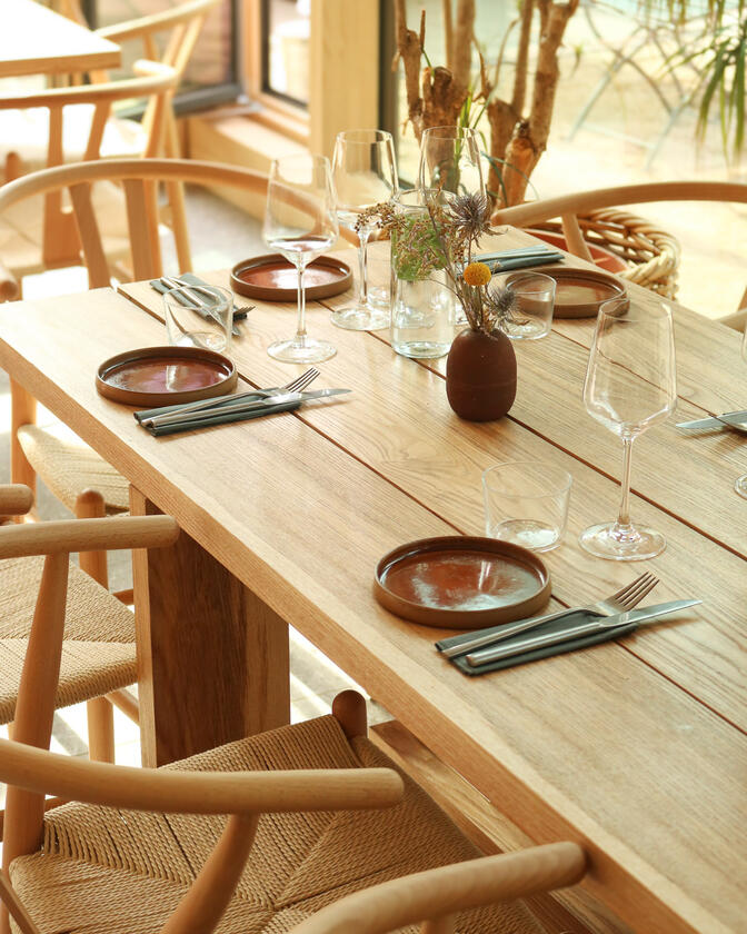 communal table Large wooden table made of solid ash. Designed and constructed by Liam Barwick