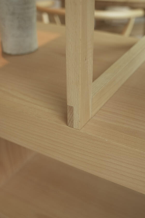 room divider A shelving unit and room divider made of beech wood designer and built by Liam Barwick