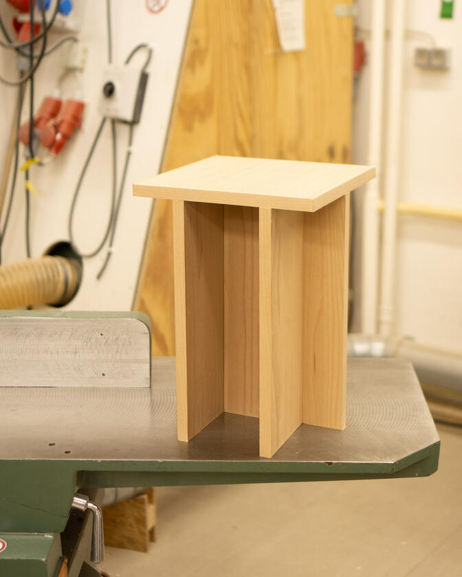 t table A small table made of beech veneer designed and made by Liam Barwick