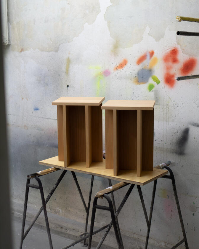 t table A small table made of beech veneer designed and made by Liam Barwick