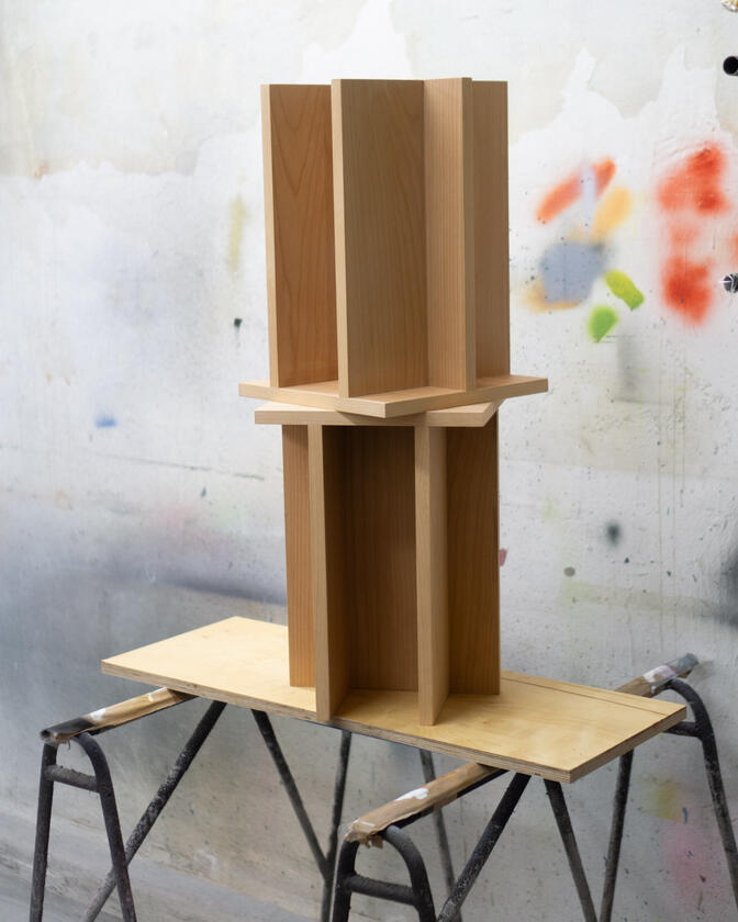t table A small table made of beech veneer designed and made by Liam Barwick