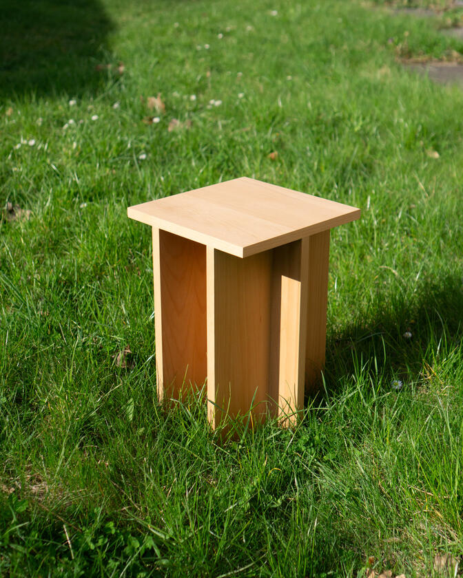 t table A small table made of beech veneer designed and made by Liam Barwick