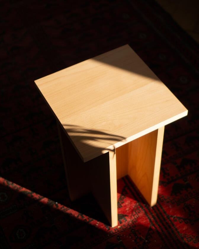 t table A small table made of beech veneer designed and made by Liam Barwick