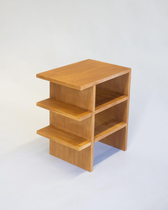bedside A small bedside table made of beech veneer designed and made by Liam Barwick