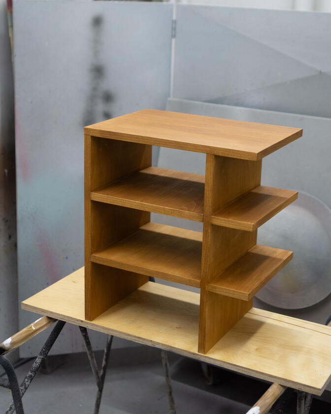 bedside A small bedside table made of beech veneer designed and made by Liam Barwick