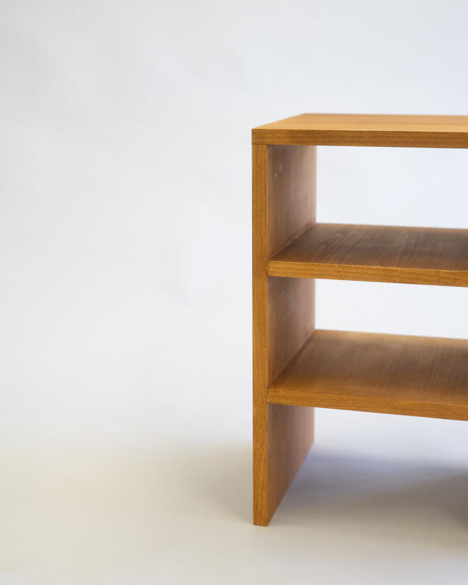 bedside A small bedside table made of beech veneer designed and made by Liam Barwick