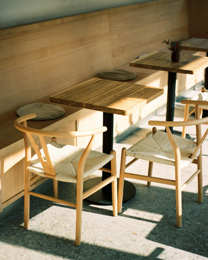 restaurant table A square solid ash table designed and made for a restaurant by Liam Barwick