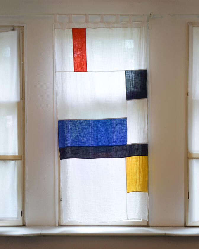 curtains A set of colourful linen curtains in the traditional korean patchwork style of pojagi, designed and made by Liam Barwick