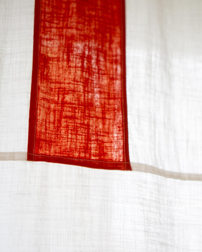curtains A set of colourful linen curtains in the traditional korean patchwork style of pojagi, designed and made by Liam Barwick
