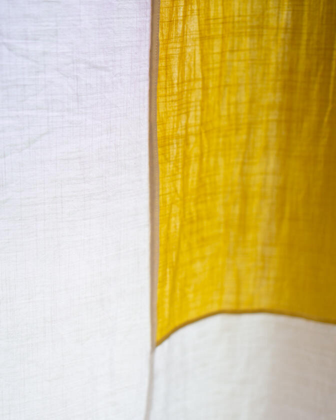 curtains A set of colourful linen curtains in the traditional korean patchwork style of pojagi, designed and made by Liam Barwick