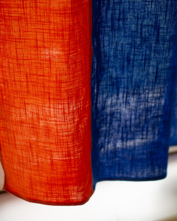 curtains A set of colourful linen curtains in the traditional korean patchwork style of pojagi, designed and made by Liam Barwick